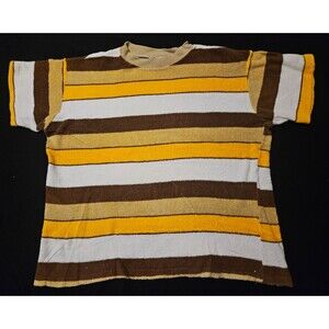 Vintage 60s 70s Art Guild Terry Cloth Striped Surf Skate Shirt Retro Beach MOD